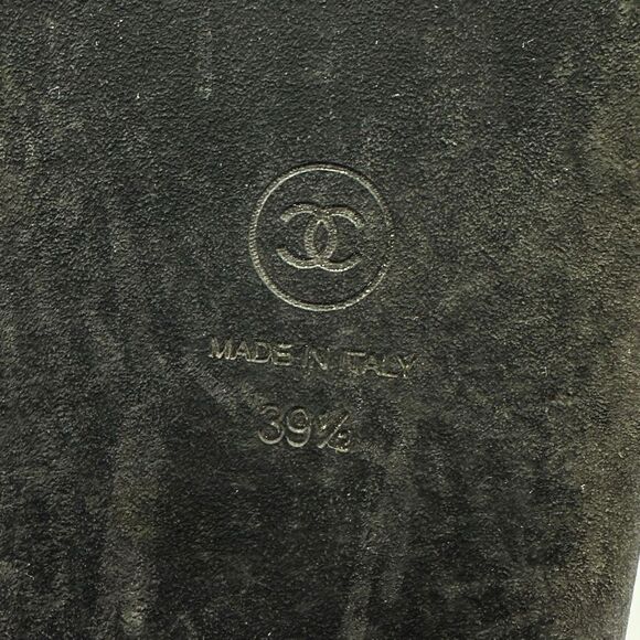 CHANEL Black Tweed Sequin Crystal Interlocking CC Dad Sandal Size 39.5 Slingback - Picture 10 of 11